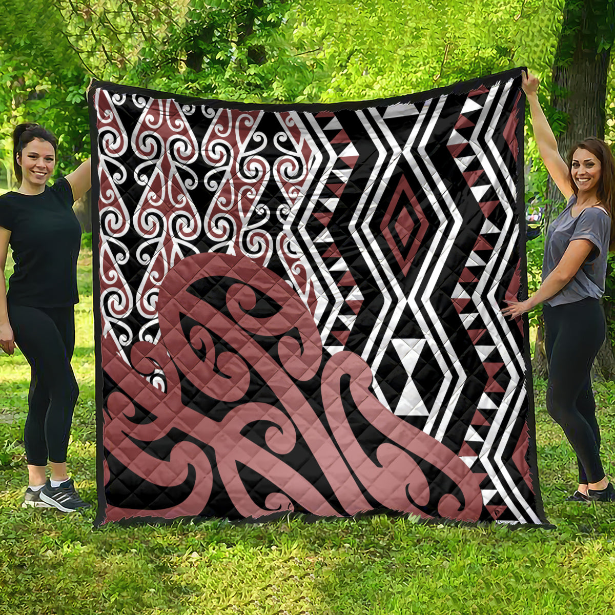 New Zealand Quilt Aotearoa Kowhaiwhai Mix Taniko Art - Wonder Print Shop