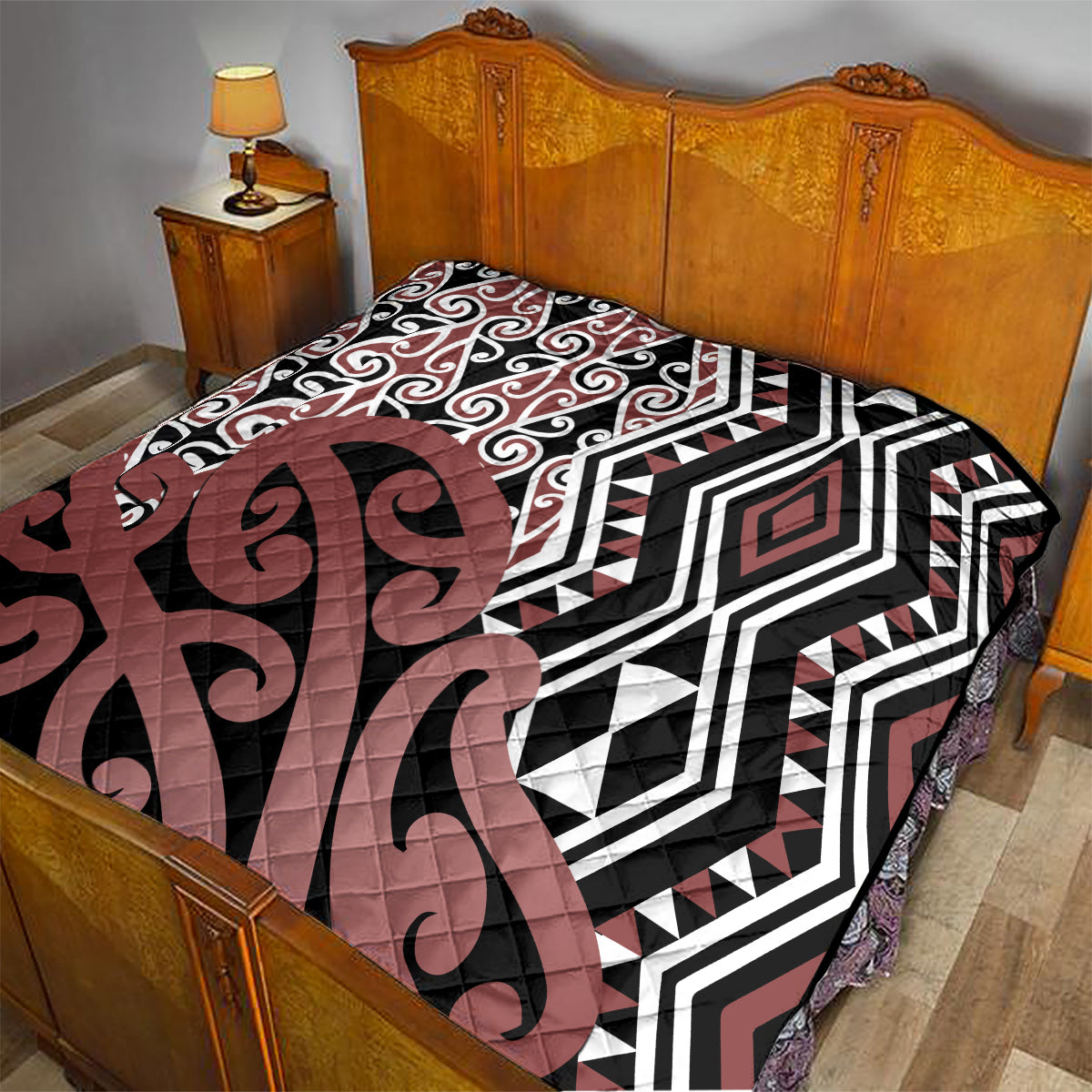 New Zealand Quilt Aotearoa Kowhaiwhai Mix Taniko Art - Wonder Print Shop