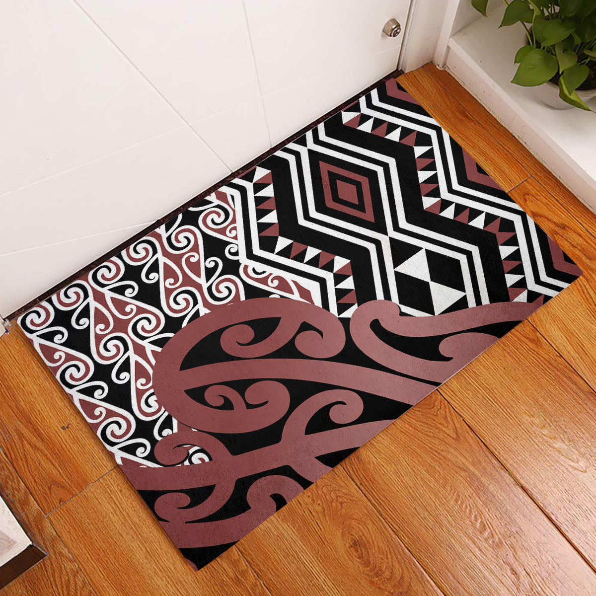 New Zealand Rubber Doormat Aotearoa Kowhaiwhai Mix Taniko Art - Wonder Print Shop
