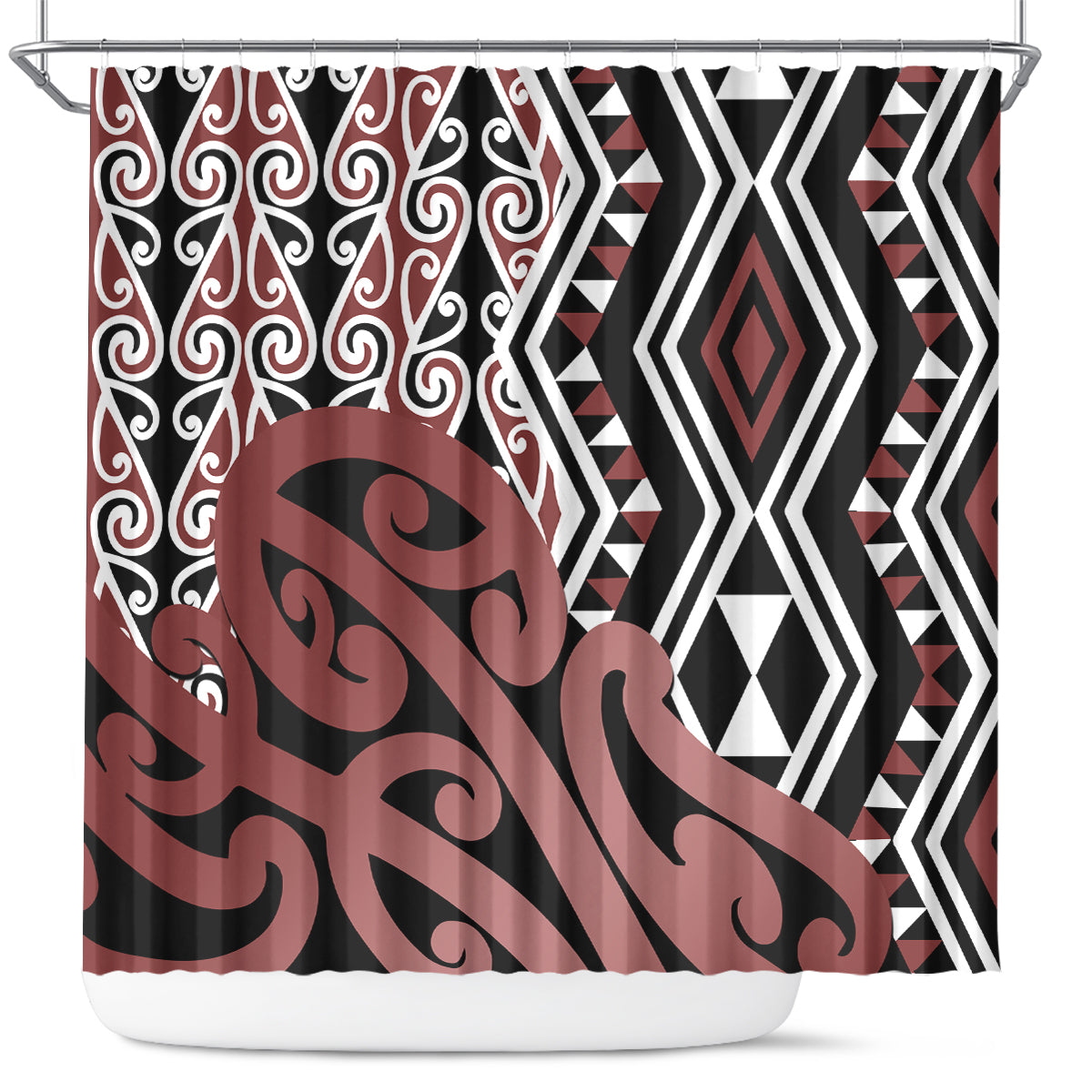 new-zealand-shower-curtain-aotearoa-kowhaiwhai-mix-taniko-art