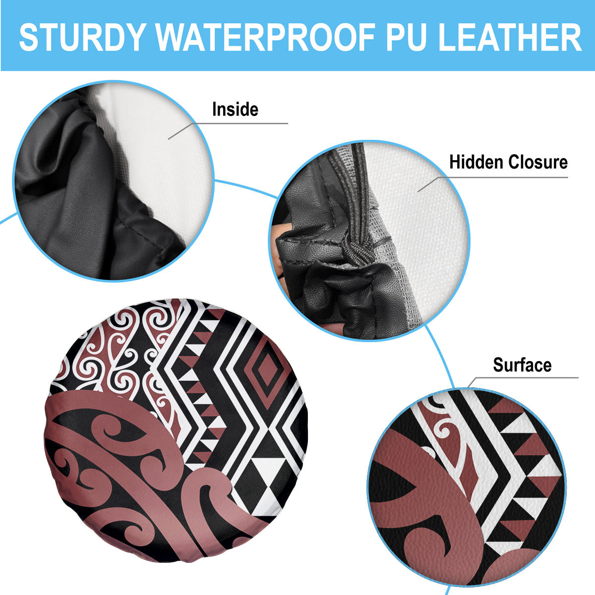 New Zealand Spare Tire Cover Aotearoa Kowhaiwhai Mix Taniko Art - Wonder Print Shop