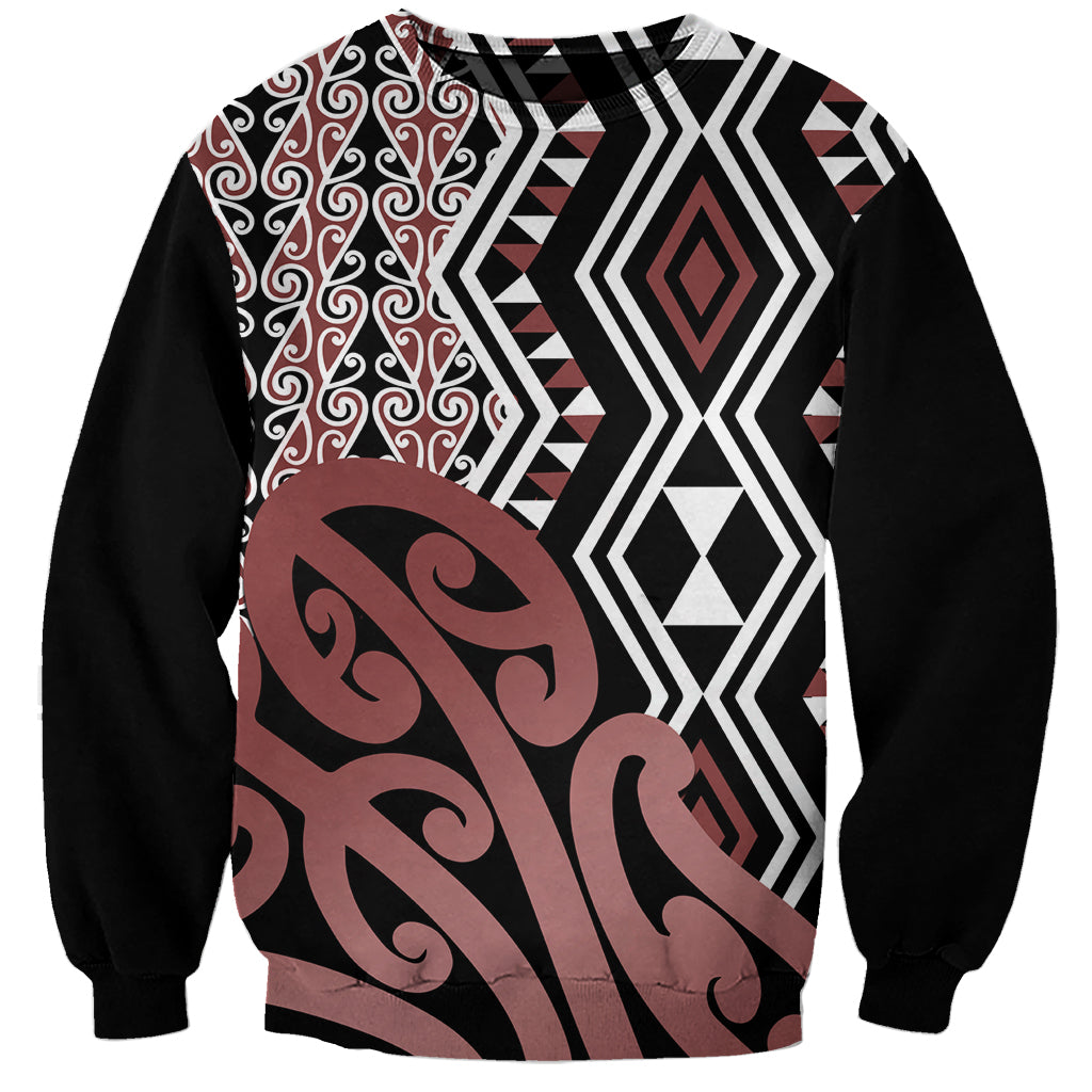 New Zealand Sweatshirt Aotearoa Kowhaiwhai Mix Taniko Art - Wonder Print Shop