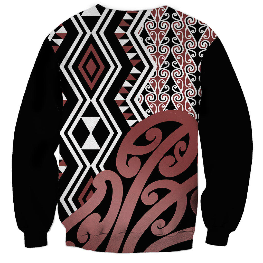New Zealand Sweatshirt Aotearoa Kowhaiwhai Mix Taniko Art - Wonder Print Shop