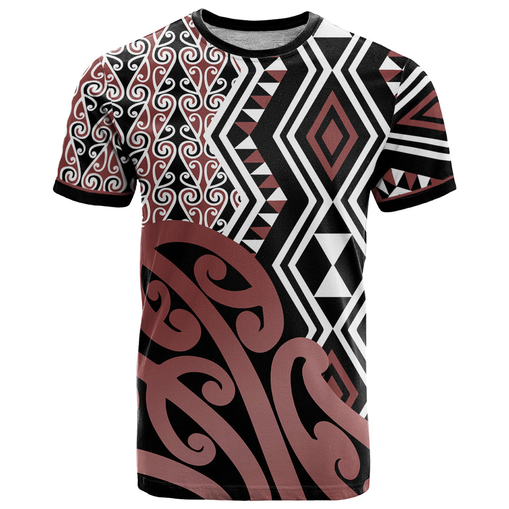 New Zealand T Shirt Aotearoa Kowhaiwhai Mix Taniko Art - Wonder Print Shop