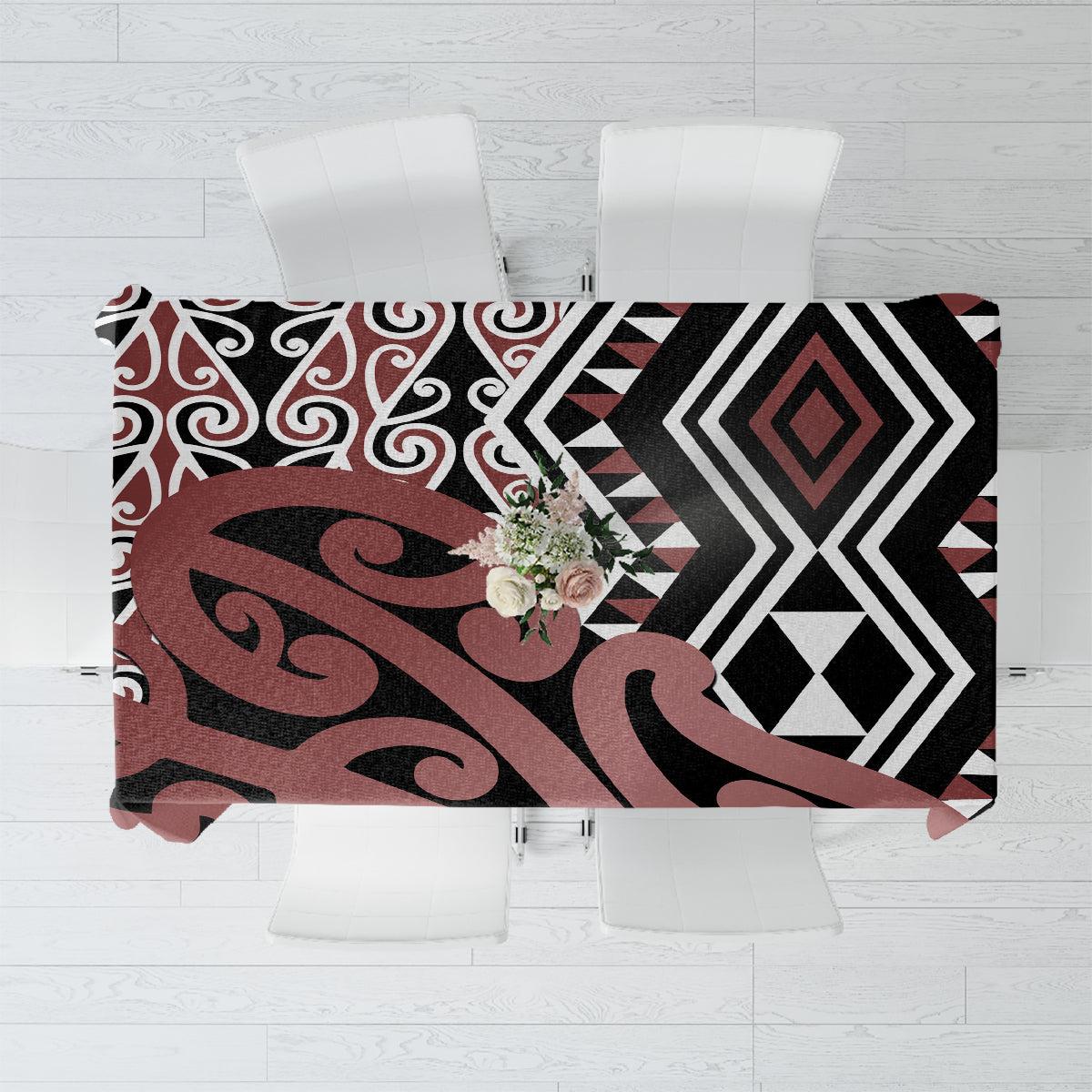 New Zealand Tablecloth Aotearoa Kowhaiwhai Mix Taniko Art - Wonder Print Shop