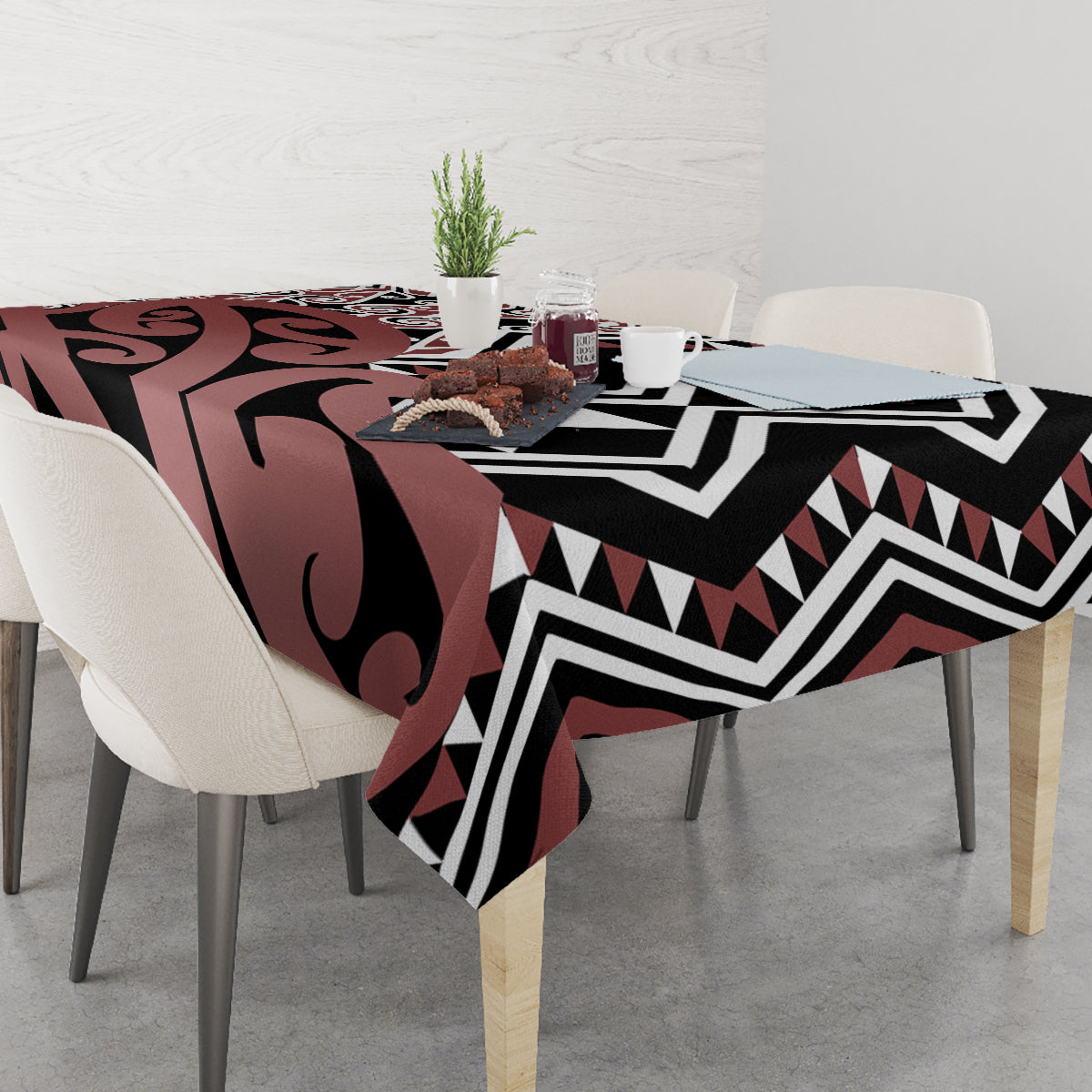 New Zealand Tablecloth Aotearoa Kowhaiwhai Mix Taniko Art - Wonder Print Shop