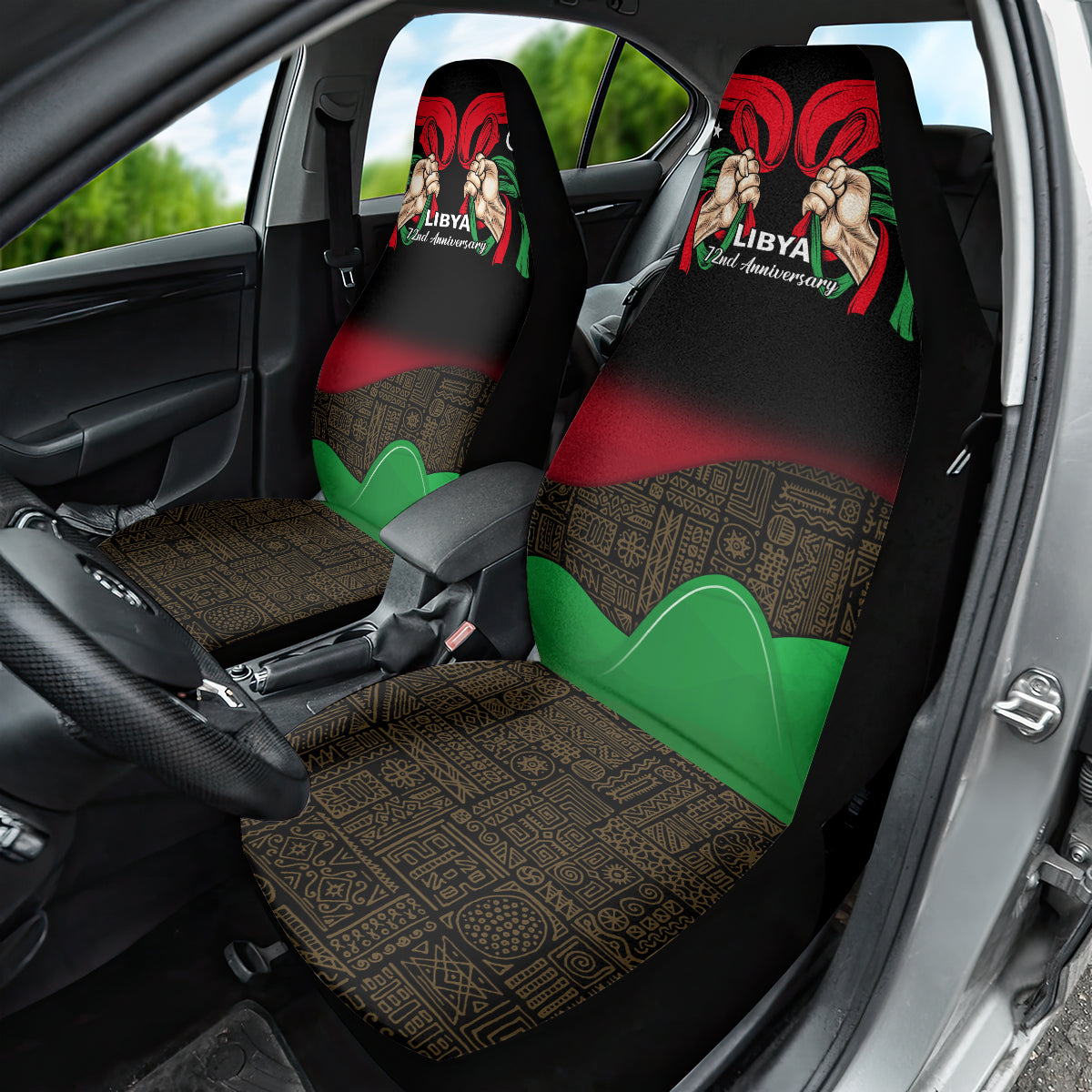 Libya Independence Day Car Seat Cover Happy 24 December African Pattern Flag Style - Wonder Print Shop