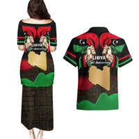Libya Independence Day Couples Matching Puletasi Dress and Hawaiian Shirt Happy 24 December African Pattern Flag Style - Wonder Print Shop