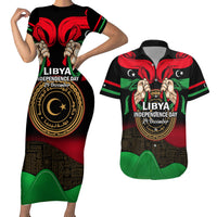 Libya Independence Day Couples Matching Short Sleeve Bodycon Dress and Hawaiian Shirt Happy 24 December African Pattern Flag Style - Wonder Print Shop