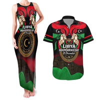 Libya Independence Day Couples Matching Tank Maxi Dress and Hawaiian Shirt Happy 24 December African Pattern Flag Style - Wonder Print Shop
