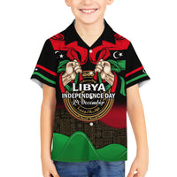 Libya Independence Day Family Matching Long Sleeve Bodycon Dress and Hawaiian Shirt Happy 24 December African Pattern Flag Style - Wonder Print Shop