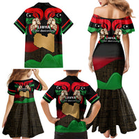 Libya Independence Day Family Matching Mermaid Dress and Hawaiian Shirt Happy 24 December African Pattern Flag Style - Wonder Print Shop