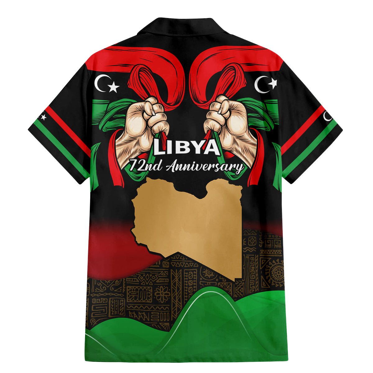 Libya Independence Day Family Matching Mermaid Dress and Hawaiian Shirt Happy 24 December African Pattern Flag Style - Wonder Print Shop