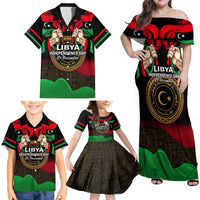 Libya Independence Day Family Matching Off Shoulder Maxi Dress and Hawaiian Shirt Happy 24 December African Pattern Flag Style - Wonder Print Shop