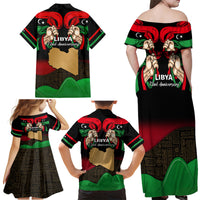 Libya Independence Day Family Matching Off Shoulder Maxi Dress and Hawaiian Shirt Happy 24 December African Pattern Flag Style - Wonder Print Shop