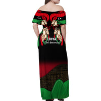 Libya Independence Day Family Matching Off Shoulder Maxi Dress and Hawaiian Shirt Happy 24 December African Pattern Flag Style - Wonder Print Shop