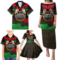 Libya Independence Day Family Matching Puletasi Dress and Hawaiian Shirt Happy 24 December African Pattern Flag Style - Wonder Print Shop
