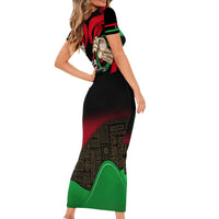 Libya Independence Day Family Matching Short Sleeve Bodycon Dress and Hawaiian Shirt Happy 24 December African Pattern Flag Style - Wonder Print Shop