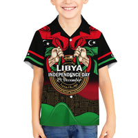 Libya Independence Day Family Matching Short Sleeve Bodycon Dress and Hawaiian Shirt Happy 24 December African Pattern Flag Style - Wonder Print Shop