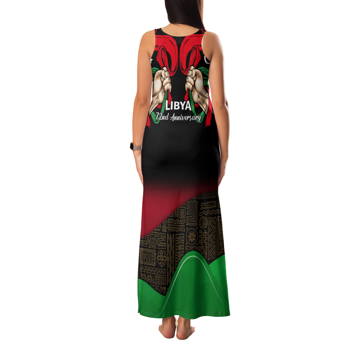 Libya Independence Day Family Matching Tank Maxi Dress and Hawaiian Shirt Happy 24 December African Pattern Flag Style - Wonder Print Shop