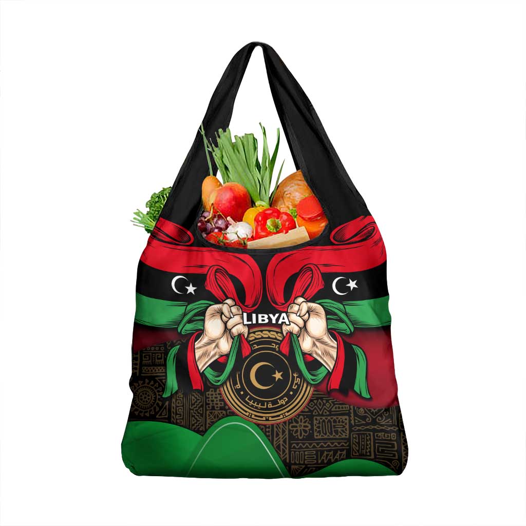Libya Independence Day Grocery Bag Happy 24 December African Pattern Flag Style