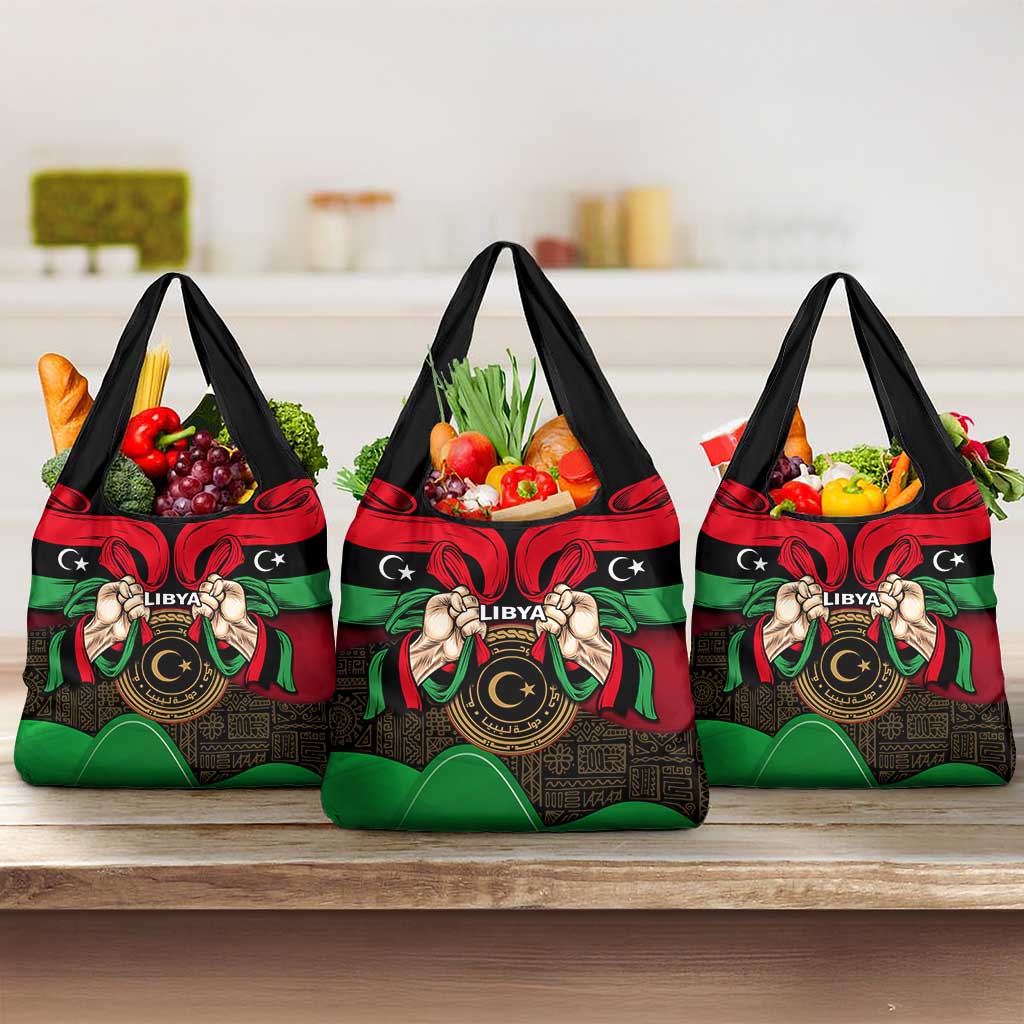 Libya Independence Day Grocery Bag Happy 24 December African Pattern Flag Style