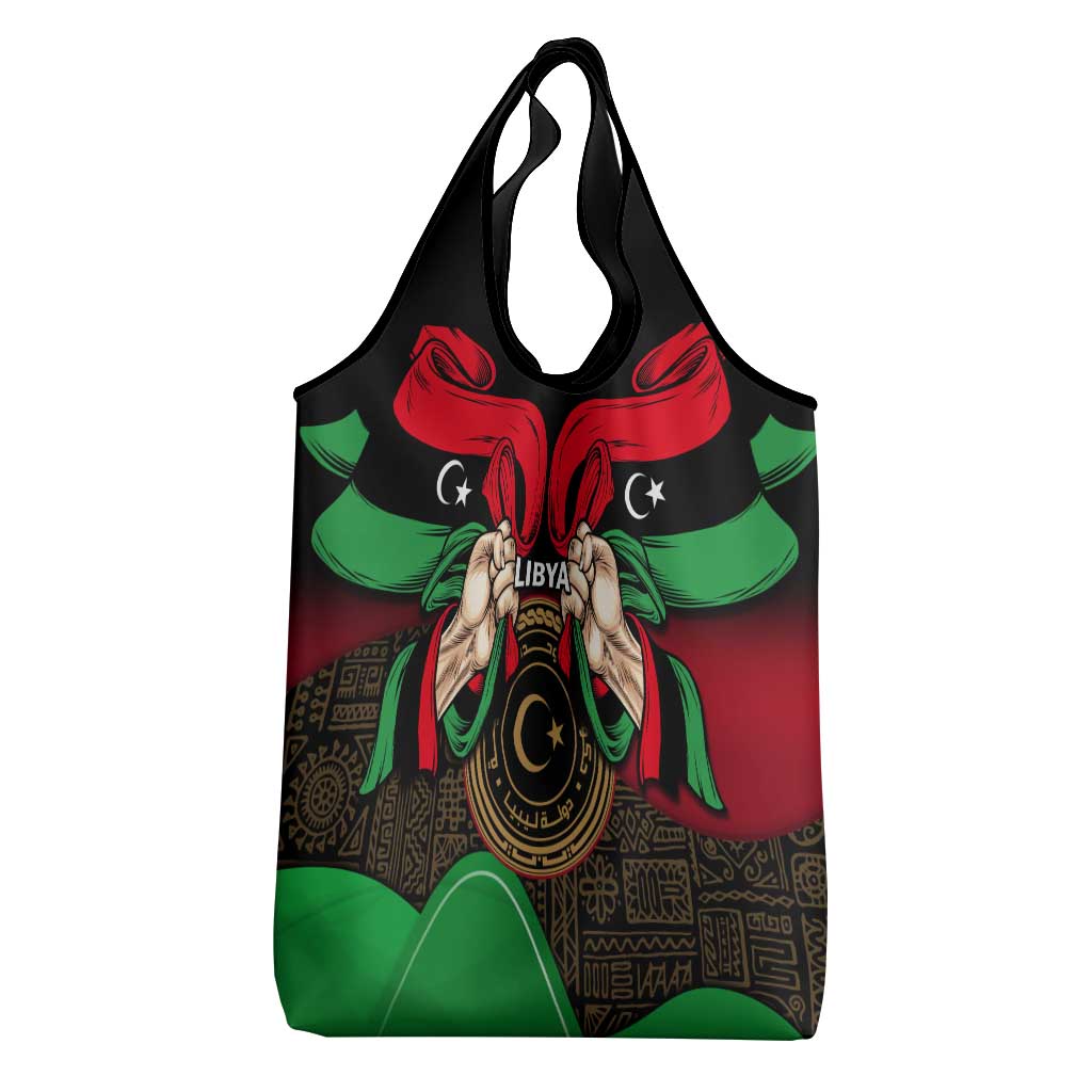 Libya Independence Day Grocery Bag Happy 24 December African Pattern Flag Style