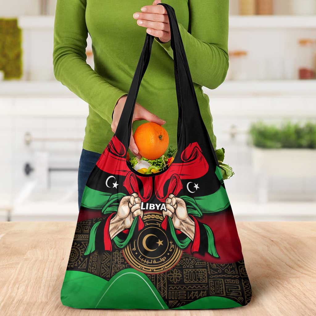 Libya Independence Day Grocery Bag Happy 24 December African Pattern Flag Style