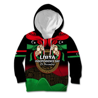 Libya Independence Day Kid Hoodie Happy 24 December African Pattern Flag Style - Wonder Print Shop