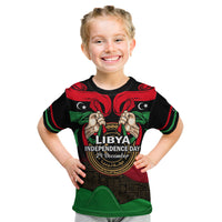 Libya Independence Day Kid T Shirt Happy 24 December African Pattern Flag Style - Wonder Print Shop