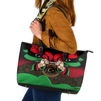 Libya Independence Day Leather Tote Bag Happy 24 December African Pattern Flag Style - Wonder Print Shop