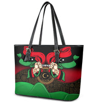 Libya Independence Day Leather Tote Bag Happy 24 December African Pattern Flag Style - Wonder Print Shop