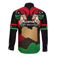 Libya Independence Day Long Sleeve Button Shirt Happy 24 December African Pattern Flag Style - Wonder Print Shop