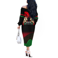 Libya Independence Day Off The Shoulder Long Sleeve Dress Happy 24 December African Pattern Flag Style - Wonder Print Shop