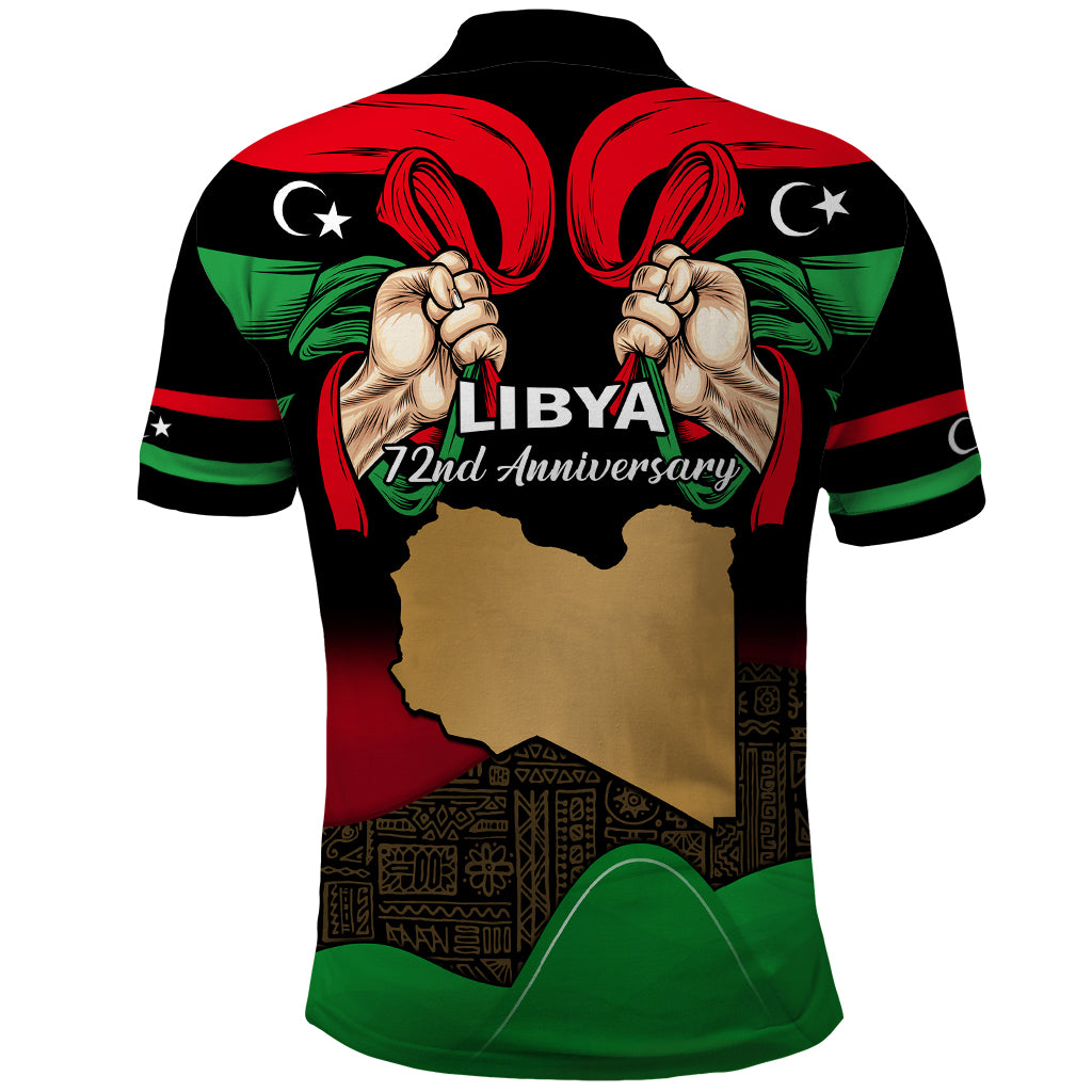 Libya Independence Day Polo Shirt Happy 24 December African Pattern Flag Style - Wonder Print Shop