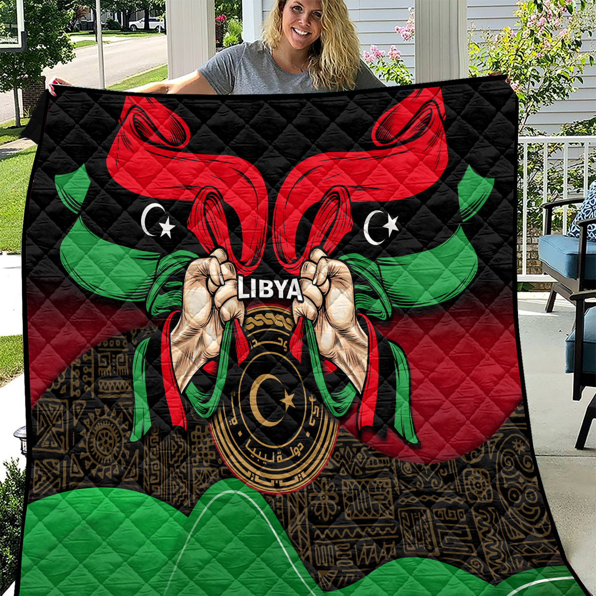 Libya Independence Day Quilt Happy 24 December African Pattern Flag Style - Wonder Print Shop