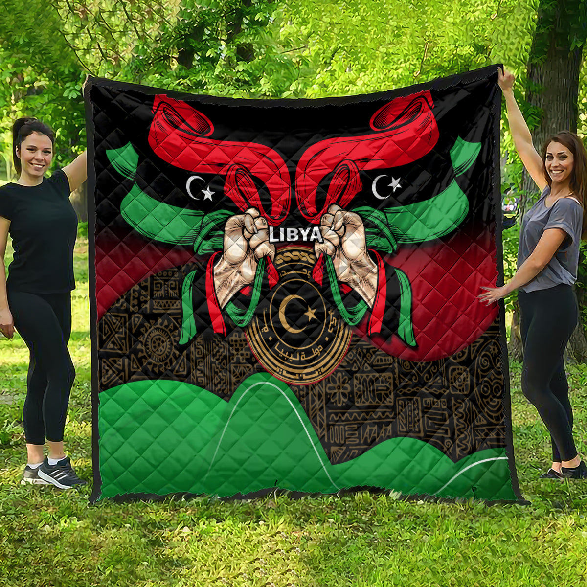 Libya Independence Day Quilt Happy 24 December African Pattern Flag Style - Wonder Print Shop