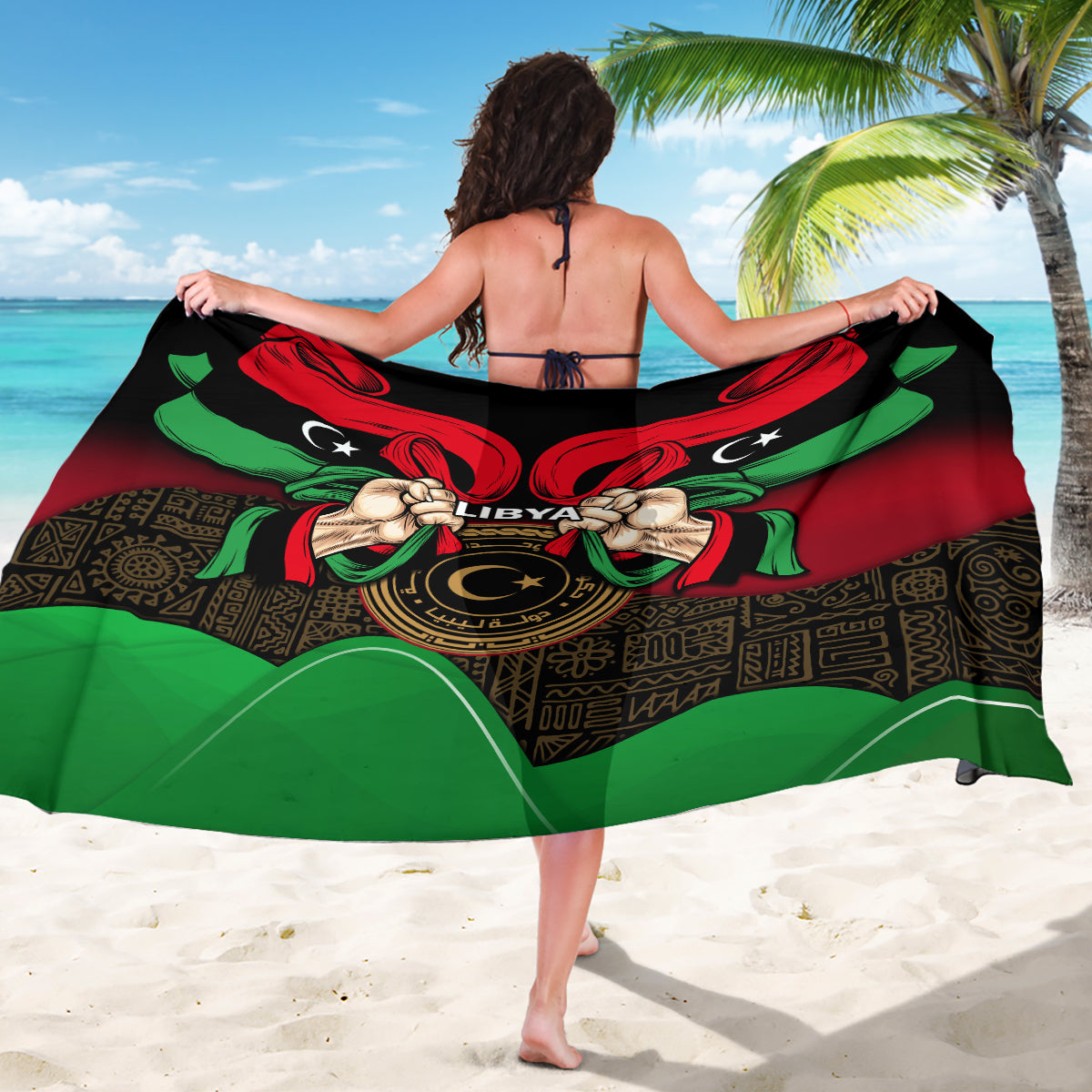 Libya Independence Day Sarong Happy 24 December African Pattern Flag Style - Wonder Print Shop