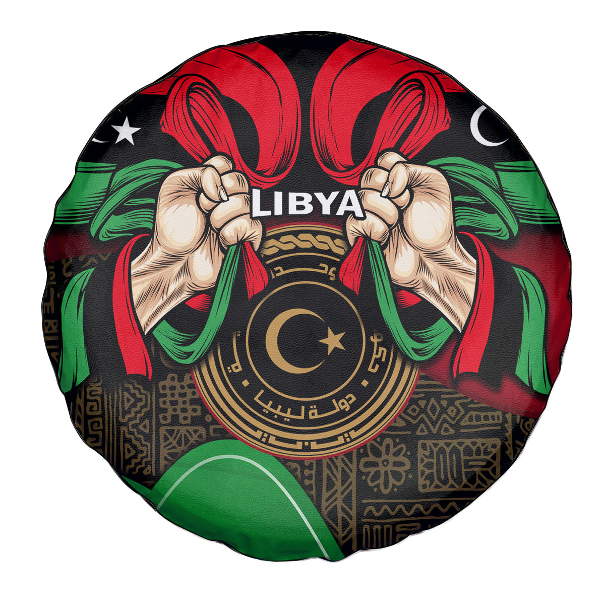 Libya Independence Day Spare Tire Cover Happy 24 December African Pattern Flag Style - Wonder Print Shop