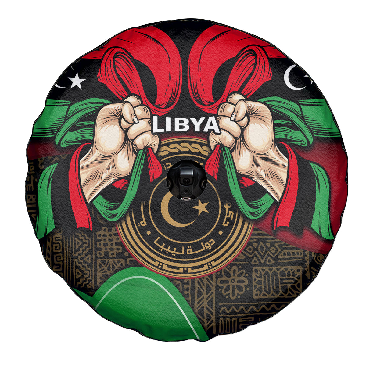 Libya Independence Day Spare Tire Cover Happy 24 December African Pattern Flag Style - Wonder Print Shop