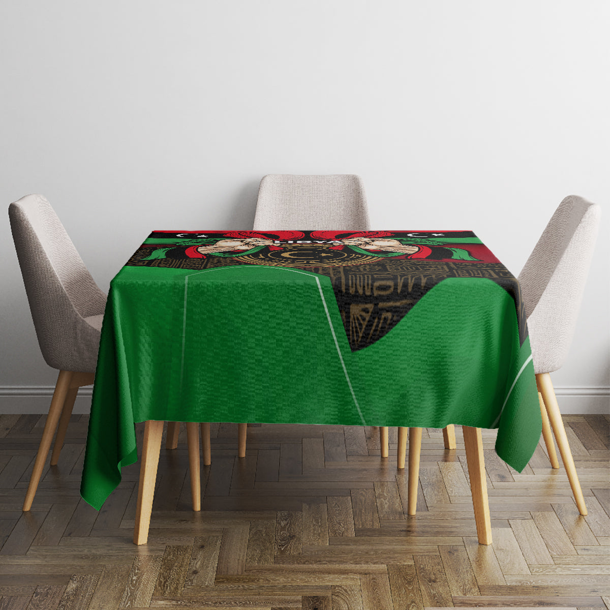 Libya Independence Day Tablecloth Happy 24 December African Pattern Flag Style - Wonder Print Shop
