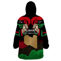 Libya Independence Day Wearable Blanket Hoodie Happy 24 December African Pattern Flag Style - Wonder Print Shop