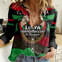 Libya Independence Day Women Casual Shirt Happy 24 December African Pattern Flag Style - Wonder Print Shop