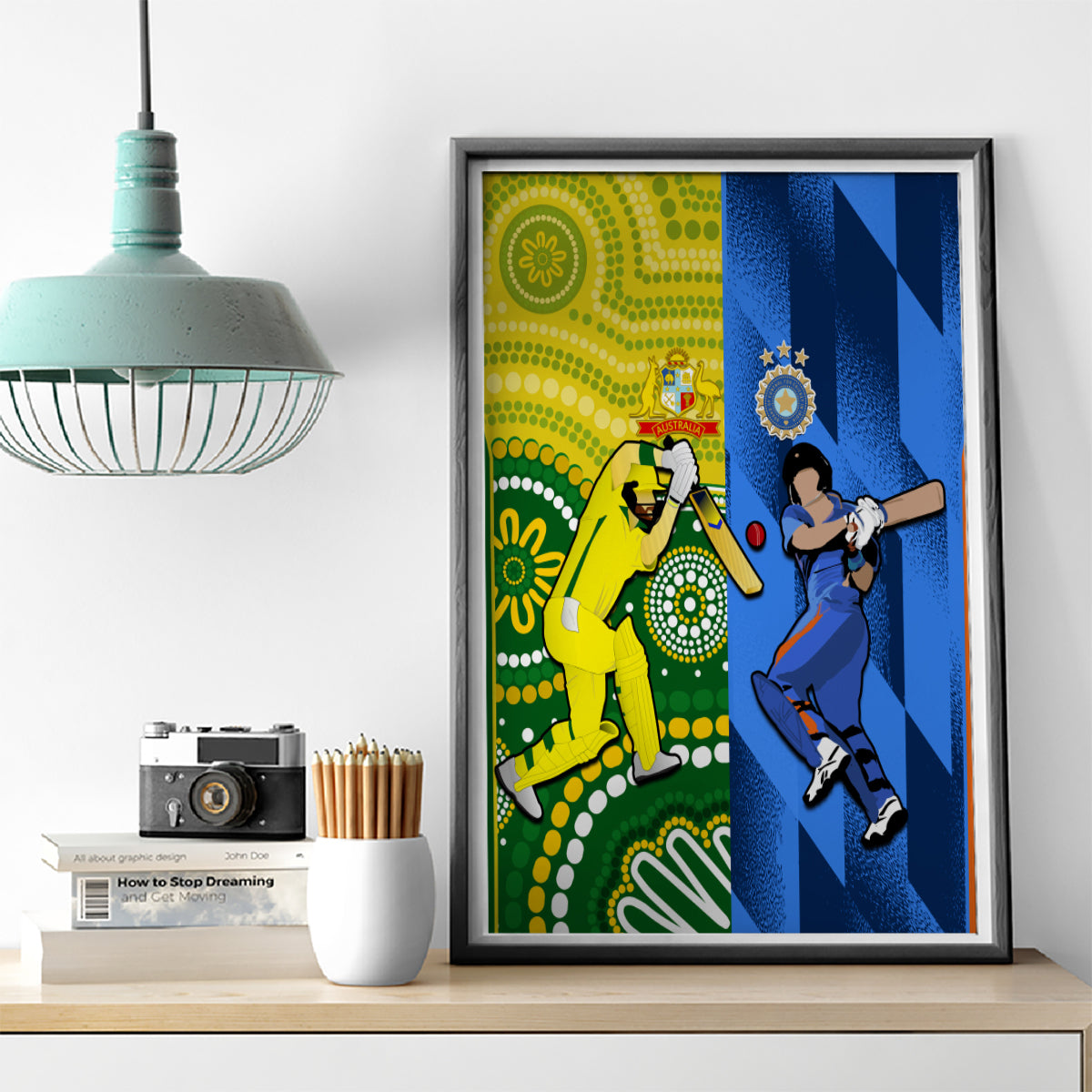 Australia And India Cricket Canvas Wall Art 2023 World Cup Final Together - Wonder Print Shop