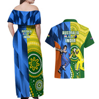 Australia And India Cricket Couples Matching Off Shoulder Maxi Dress and Hawaiian Shirt 2023 World Cup Final Together - Wonder Print Shop