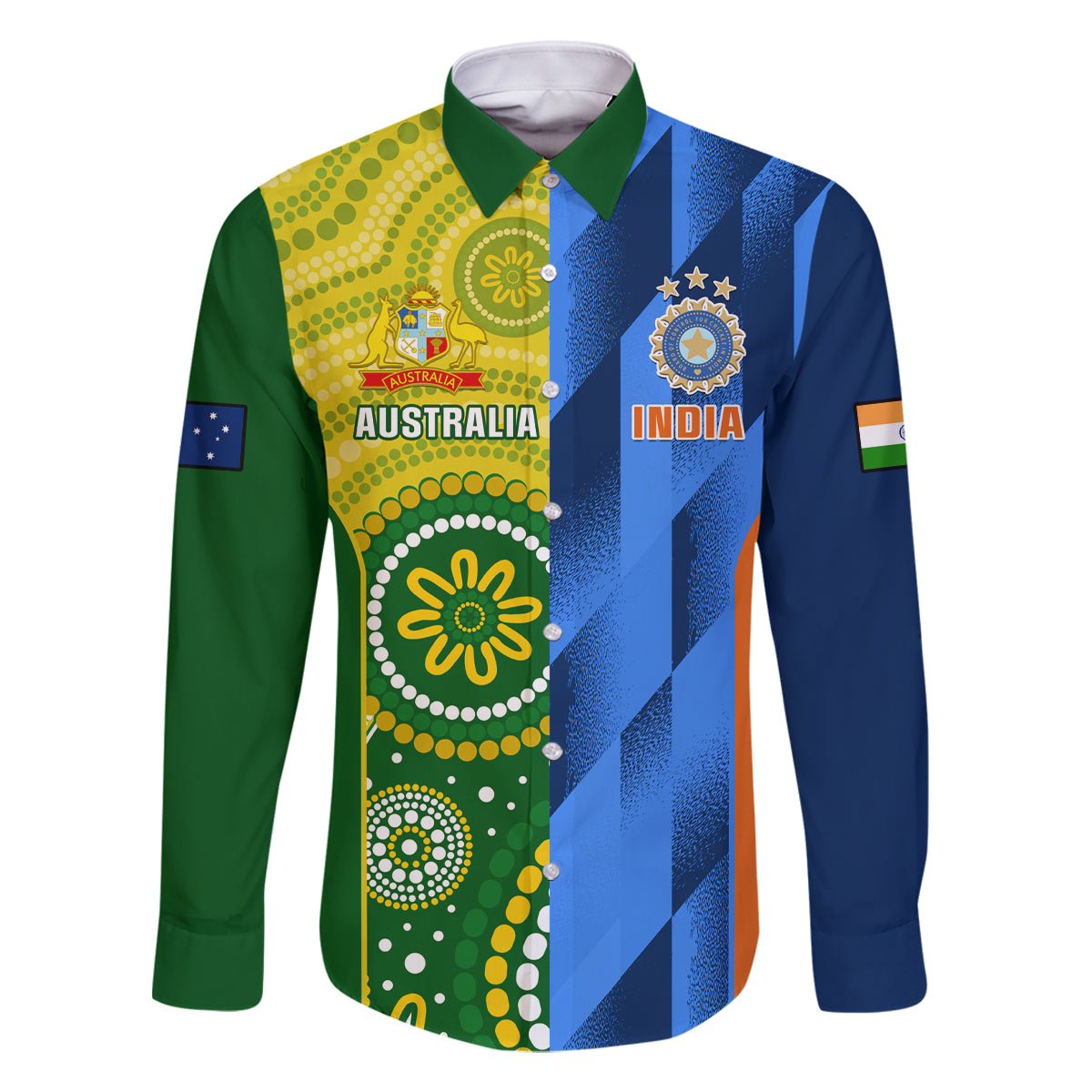 Australia And India Cricket Family Matching Off Shoulder Long Sleeve Dress and Hawaiian Shirt 2023 World Cup Final Together - Wonder Print Shop