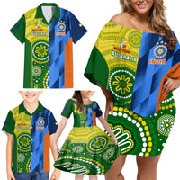 Australia And India Cricket Family Matching Off Shoulder Short Dress and Hawaiian Shirt 2023 World Cup Final Together - Wonder Print Shop