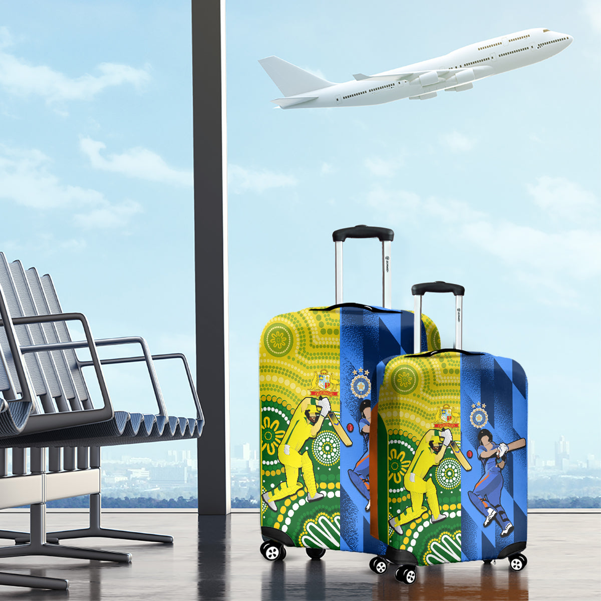 Australia And India Cricket Luggage Cover 2023 World Cup Final Together - Wonder Print Shop