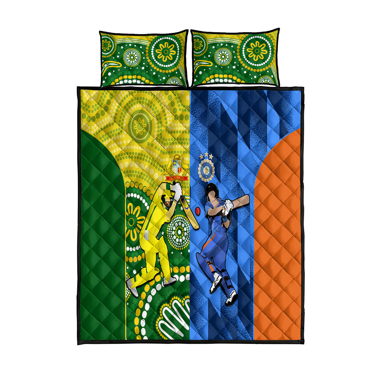 Australia And India Cricket Quilt Bed Set 2023 World Cup Final Together - Wonder Print Shop