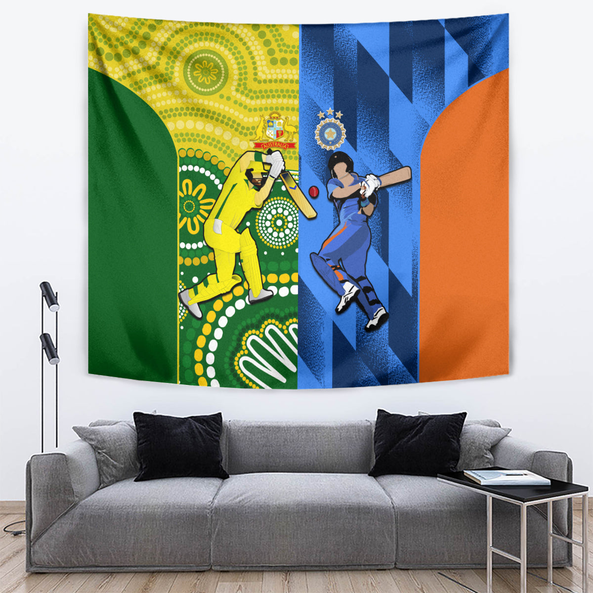 Australia And India Cricket Tapestry 2023 World Cup Final Together - Wonder Print Shop